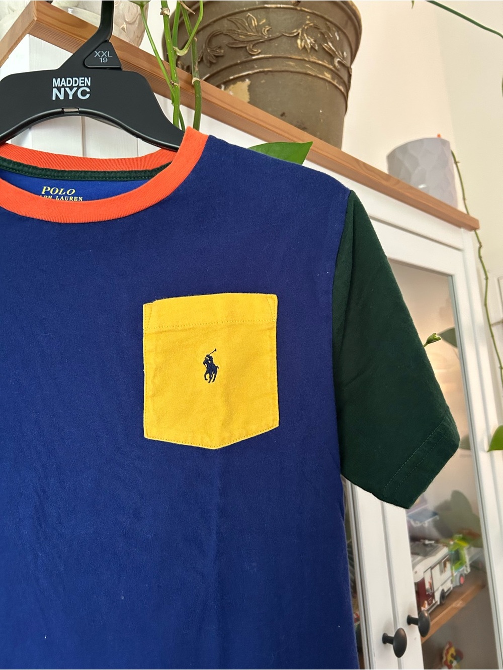 Polo by Ralph Lauren Navy Tee with Orange Trim - Picture 3 of 6